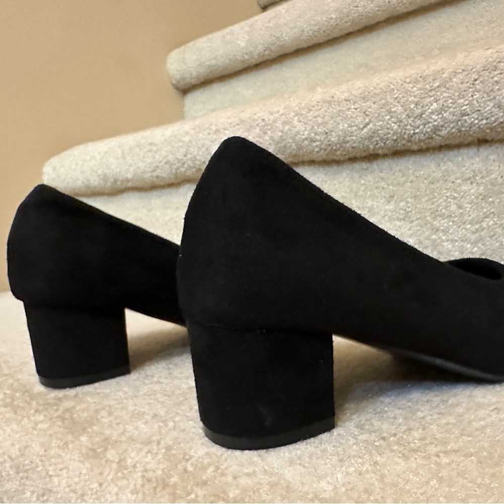 Black Vervet Block Heel Shoes